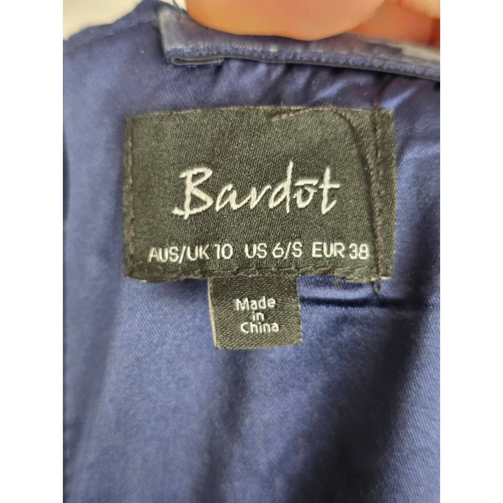 Bardot Navy Blue Off the Shoulder Bell Sleeve Sheath Dress Size 6 S‎ 36183DB